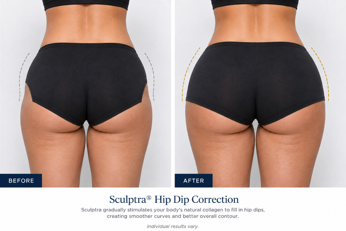 Sculptra Hip Dip Correction Before and After — Bergen County NJ